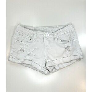 VANILLA STAR Jean Shorts Junior Teens Sz 1 White Distressed Cuffed Denim Frayed